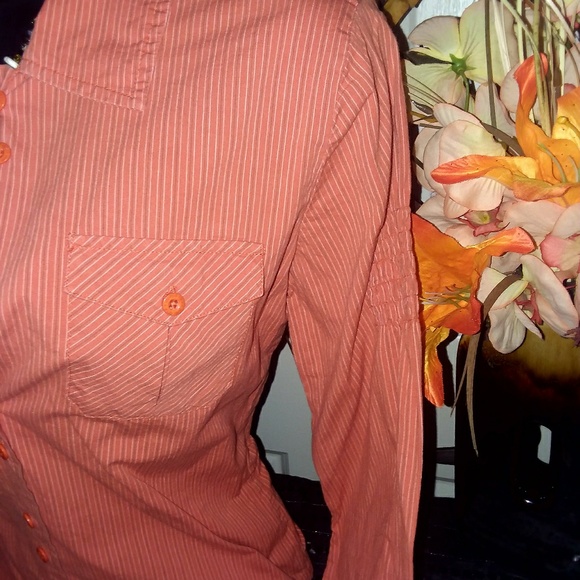 Pretty Orange Button Down. - Picture 2 of 4